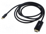 Cable | DisplayPort plug,USB C plug | PVC | 3m | black