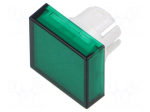 Actuator lens | 16mm | 51 | green | plastic | Face dim: 15.3x15.3mm