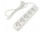 Extension lead | H05VV-F | 3G1mm2 | 1.5m | rubber | white | Sockets no: 5