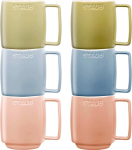 Set of 6 Ceramic Mugs - Multicolor, 350 ml