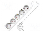 Extension lead | 3x1.5mm2 | 3m | PVC | white | Sockets no: 5 | 16A