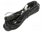 Cable | 2x0.52mm2 | cables,DC 5,5/2,1 socket | straight | black | 5m