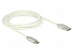 Cable | USB 2.0 | USB A plug,USB B micro plug | 2m | white | textile