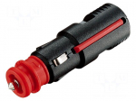 Cigarette lighter plug | screw terminal | 16A | Sup.volt: 12&divide;24VDC