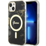 Guess GUHMP14SHTMRSK Hardcase Golden Marble MagSafe for iPhone 14 / 15 6.1" / black