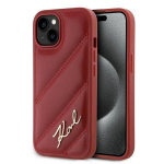 Karl Lagerfeld KLHCP15SPQDSMGR Diagonal Quilted Script Hardcase for iPhone 15/14/13 6.1" / red