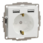 Rozete SDD111052 2P+E schuko 16A 2xUSB-A 5V 2.4A balta