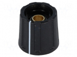 Knob | with pointer | ABS | &Oslash;shaft: 6.35mm | &Oslash;16x15.5mm | black
