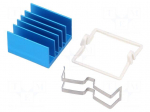 Heatsink: extruded | grilled | BGA | blue | L: 21mm | W: 21mm | H: 12.5mm