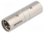 Coupler | XLR male,both sides | PIN: 3 | silver | straight