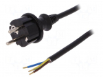 Cable | SCHUKO plug,CEE 7/7 (E/F) plug,wires | 1.5m | black | PVC