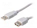 Cable | USB 2.0 | USB A socket,USB A plug | 5m | grey | Core: CCA