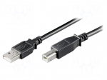 Cable | USB 2.0 | USB A plug,USB B plug | 5m | black | Core: Cu | 480Mbps