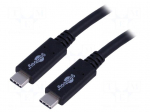 Cable | USB 3.2 | both sides,USB C plug | 1m | black | 20Gbps | 100W