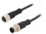 Cable: for sensors/automation | PIN: 8 | M12-M12 | 1m | plug | plug | 30V