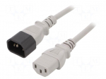 Cable | 3x0.75mm2 | IEC C13 female,IEC C14 male | PVC | 0.5m | grey