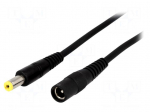 Cable | 2x1mm2 | DC 5,5/2,1 plug,DC 5,5/2,1 socket | straight | 1.8m