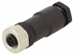 Connector: M12 | plug | PIN: 4 | female | 630V | straight | IP67 | PA | S | 12A