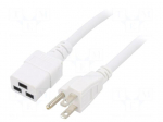 Cable | 3x14AWG | IEC C19 female,NEMA 5-15 (B) plug | PVC | 1.8m