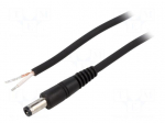 Cable | 1x0.75mm2 | wires,DC 5,5/2,5 plug | straight | black | 1.5m