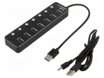 Hub USB | USB A socket x7,USB A plug | USB 3.1 Gen 1 | with switch