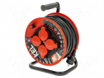 Extension lead | 3x1.5mm2 | 30m | rubber | black | Sockets no: 4 | reel