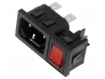 Connector: AC supply | socket | male | 10A | 250VAC | C14 (E) | IEC 60320