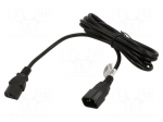 Cable | 3x1mm2 | IEC C13 female,IEC C14 male | PVC | 3m | black | 10A