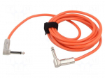 Cable | Jack 6.3mm 2pin angled plug,both sides | 3m | orange