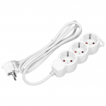 Elektrimaterjalid // Elektri laiendid, Pikendusjuhtmete, hajutuste ja UK ja USA adapterite komplekt // Przedłużacz 3-krotny 2P+Z (Schuko), 5m H05VV-F 3x1,5mm2, Imax=16A, płaska wtyczka, biały