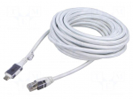 Cable | USB 3.1 | RJ45 plug,USB C plug | nickel plated | 7.5m | white