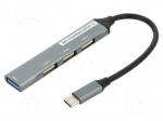 Hub USB | USB A socket x4,USB C plug | USB 3.1 | grey | 0.13m