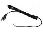Cable | 2x0.75mm2 | CEE 7/16 (C) plug,wires | PVC | 3m | black | 2.5A
