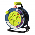 Elektrimaterjalid | Kaablid, Jaotuss&uuml;steemid ja T&ouml;&ouml;riistad // Elektri laiendid, Pikendusjuhtmete, hajutuste ja UK ja USA adapterite komplekt // Przedłużacz bębnowy MINI, 4 gniazda 2P+Z, metalowy stojak, polwinit H05VV-F 3x1mm? , długość 15m, limonkowy