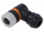 Connector: M12 | plug | PIN: 4 | female | 250V | angled 90&deg; | IP67 | 4A