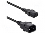 Cable | 3x1mm2 | IEC C13 female,IEC C14 male | PVC | 1.5m | black | 10A