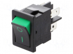 ROCKER | DPST | Pos: 2 | OFF-ON | 10A/250VAC | 10A/28VDC | black-green