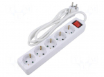 Plug socket strip: protective | Sockets: 5 | 250VAC | 16A | white | 1.8m