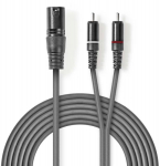 Cable Nedis XLR M - 2x RCA M 3m