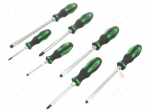 Screwdriver: for impact-set | Phillips,slot | 7pcs.
