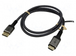 Cable | DisplayPort plug,HDMI plug | textile | 1m | black-grey
