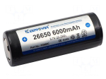 Re-battery: Li-Ion | 26650 | 6000mAh | 3.7V | &Oslash;26.6x69.5mm | 10A