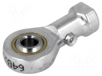 Ball joint | 6mm | Thread: M6 | Mat: steel | Pitch: 1,0 | Plating: zinc