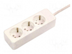 Extension lead | 3G1.5mm2 | 1.4m | PVC | white | Sockets no: 3 | 16A