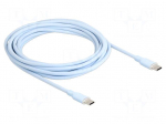 Cable | USB 2.0 | USB C plug,both sides | gold-plated | 4m | blue | 60W