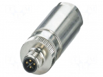 Connector: M12 | plug | PIN: 4 | 690V | straight | IP65 | push-lock | S | 12A