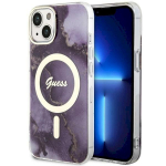 Guess GUHMP14SHTMRSU Golden Marble MagSafe Hardcase for iPhone 14 / 15 / 13 6.1" / purple