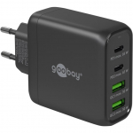 goobay USB-C multiport quick charger, PD, GaN, 68 watts (black, 2x USB-C, 2x USB-A, Power Delivery, QuickCharge)