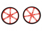 Wheel | red | Shaft: D spring | Pcs: 2 | push-in | &Oslash;: 90mm | Shaft dia: 3mm