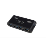 Logilink USB-jaotur 4-porti 3.0 koos toiteplokiga Black